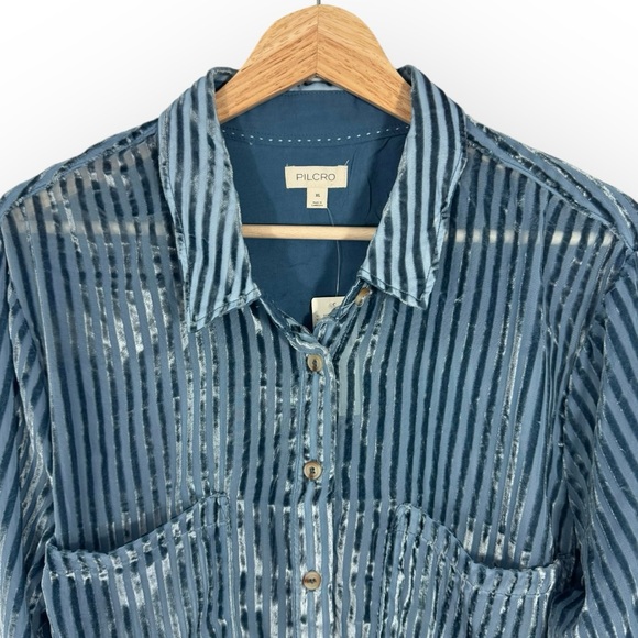 Anthropologie Pilcro Velvet Burnout Blouse XL - Picture 5 of 10